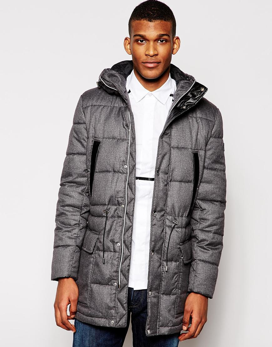 Love Moschino Longline Quilted Jacket in Grey (Gray) for Men - Lyst