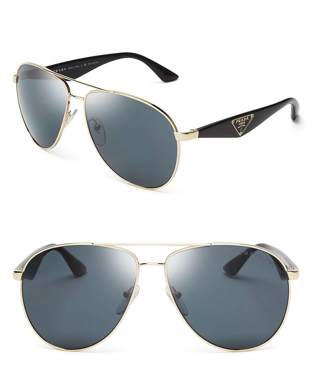 Prada Polarized Double Bar Aviator Sunglasses in Pale Gold/Grey (Metallic)  for Men - Lyst