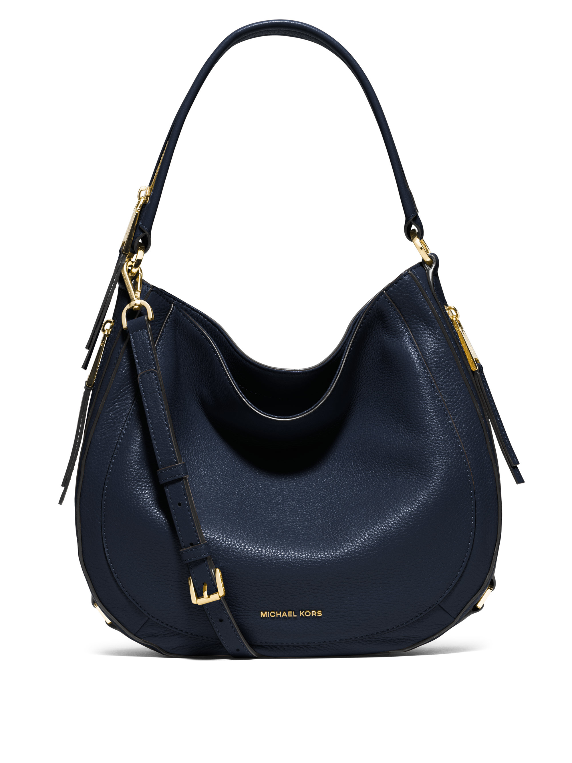 Michael Kors Julia Medium Leather Shoulder Bag in Navy (Blue) -