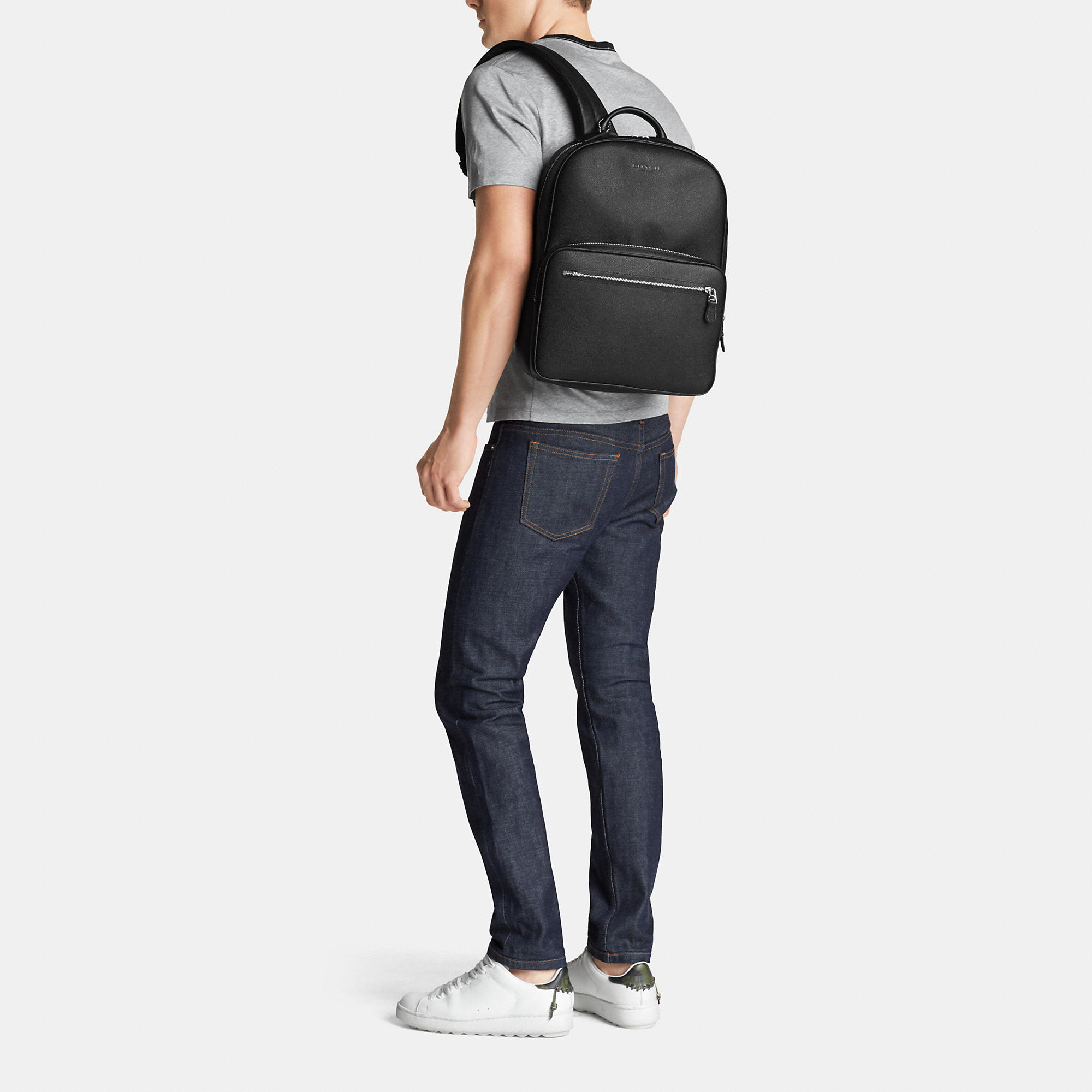 COACH Hudson Backpack In Crossgrain Leather in Black for Men 