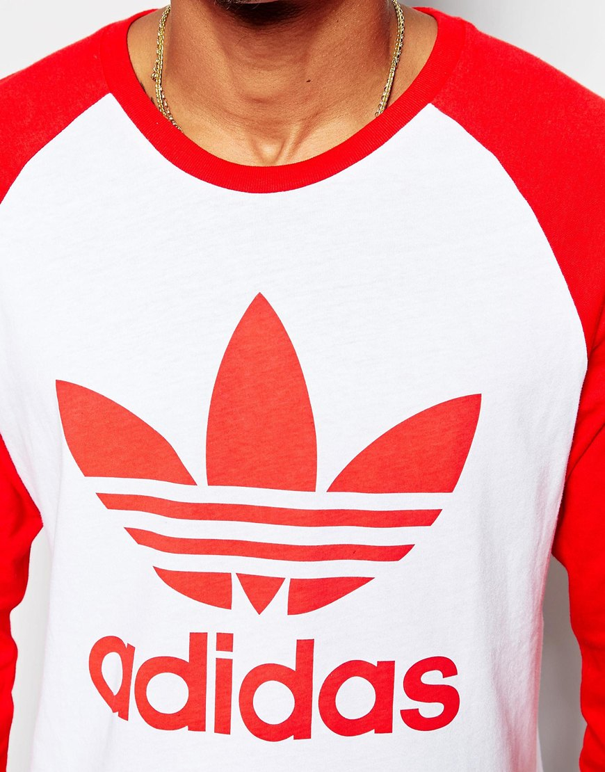 adidas Originals Raglan T-shirt Ab7541 in White (Red) for Men - Lyst
