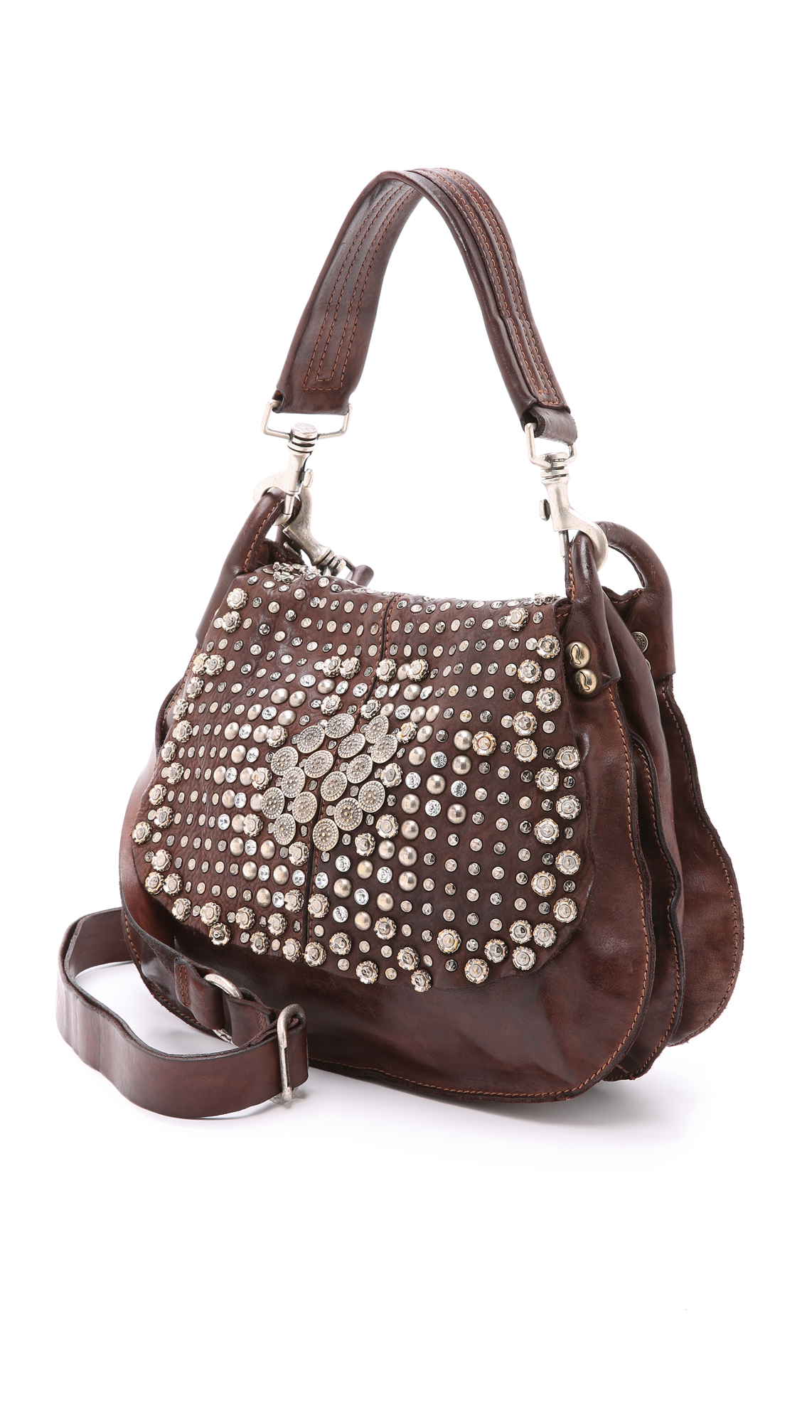 Lyst Campomaggi Studded Medium Cross Body Bag Moro In Brown