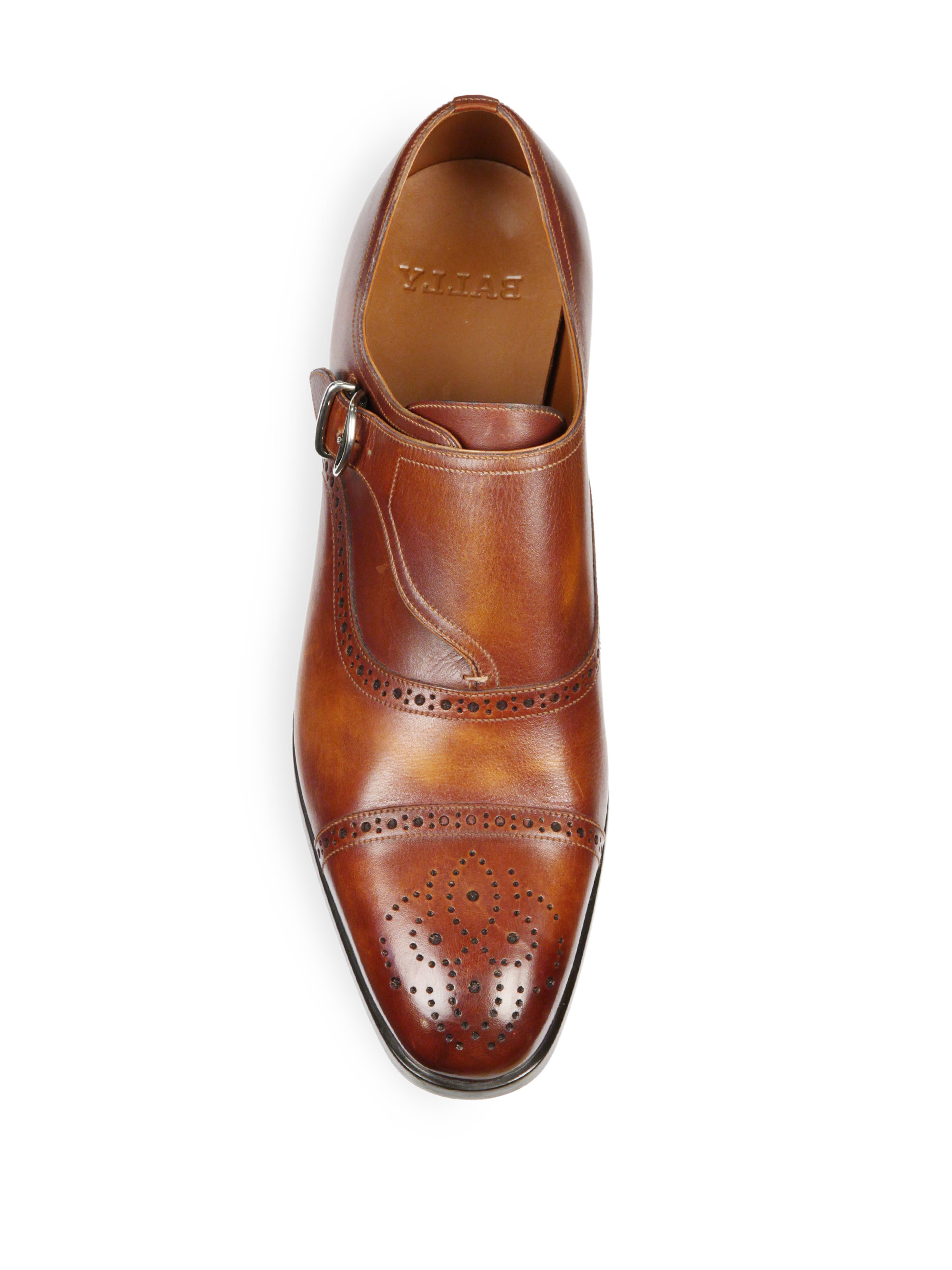 Bally Lanor Perforated Monk-strap Dress Shoes in Brown for Men | Lyst
