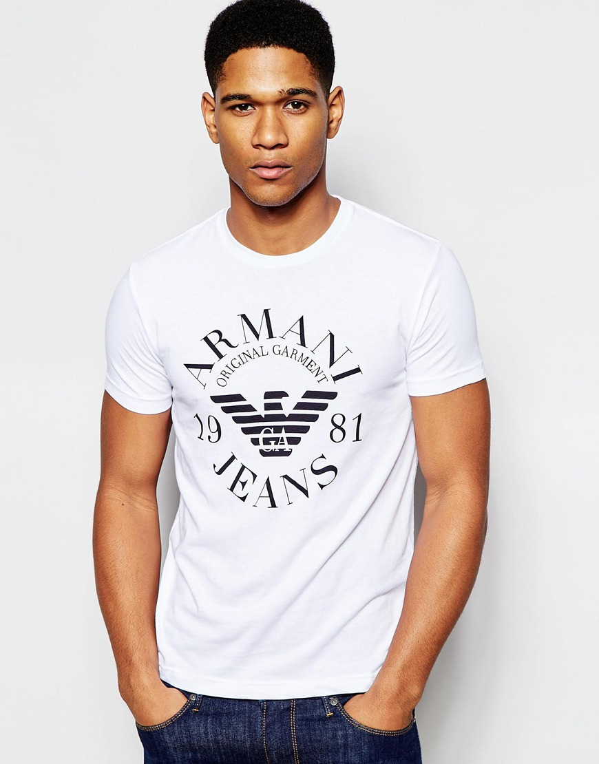 Aardrijkskunde Gering auteur Armani Jeans Rmani Jeans T-shirt With Eagle Logo In Slim Fit in White for  Men | Lyst