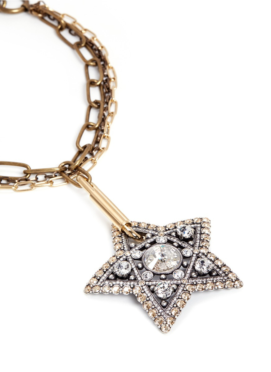 Lanvin Crystal Star Pendant Multi Chain Necklace in Metallic - Lyst