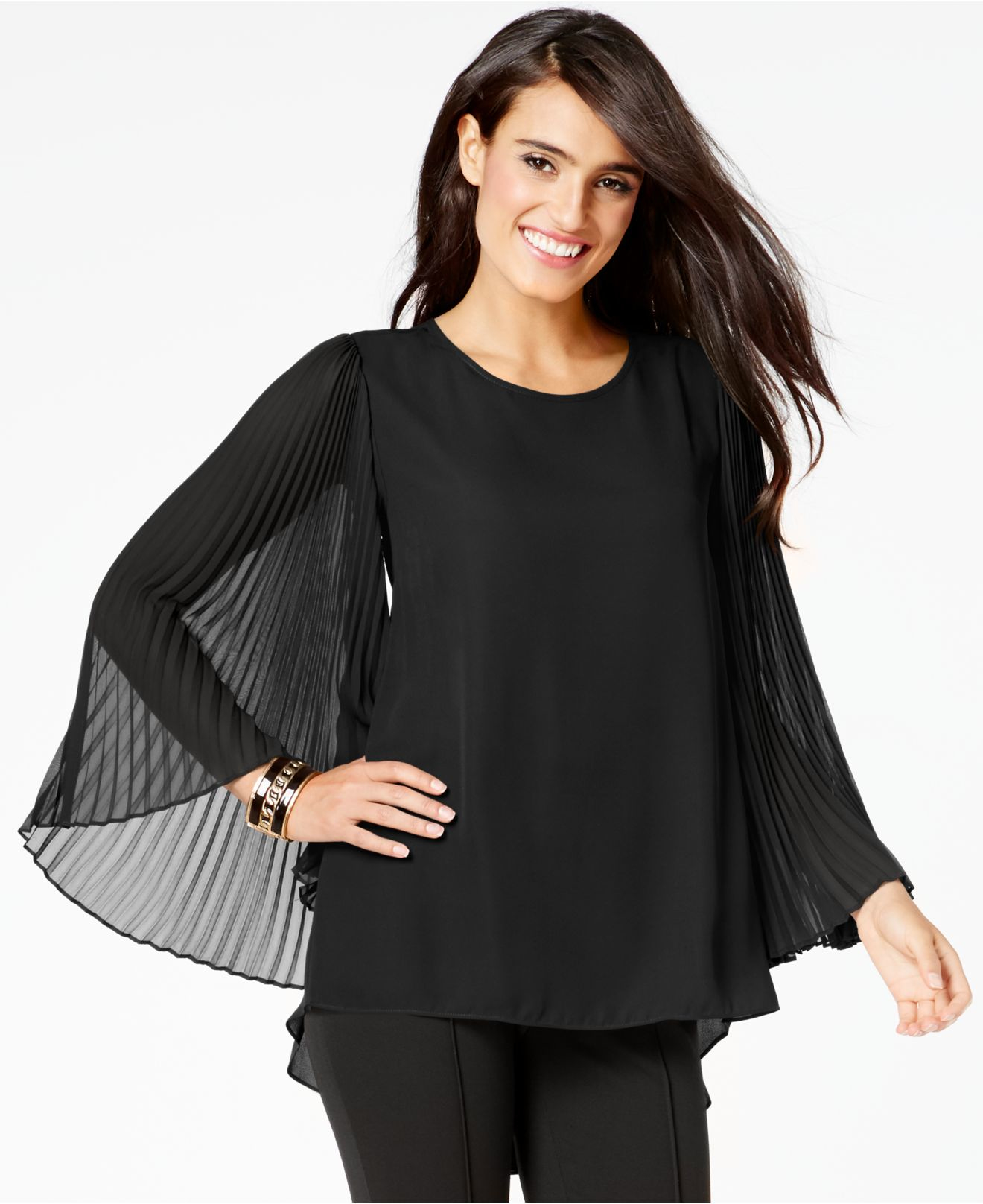 bell sleeve black blouse
