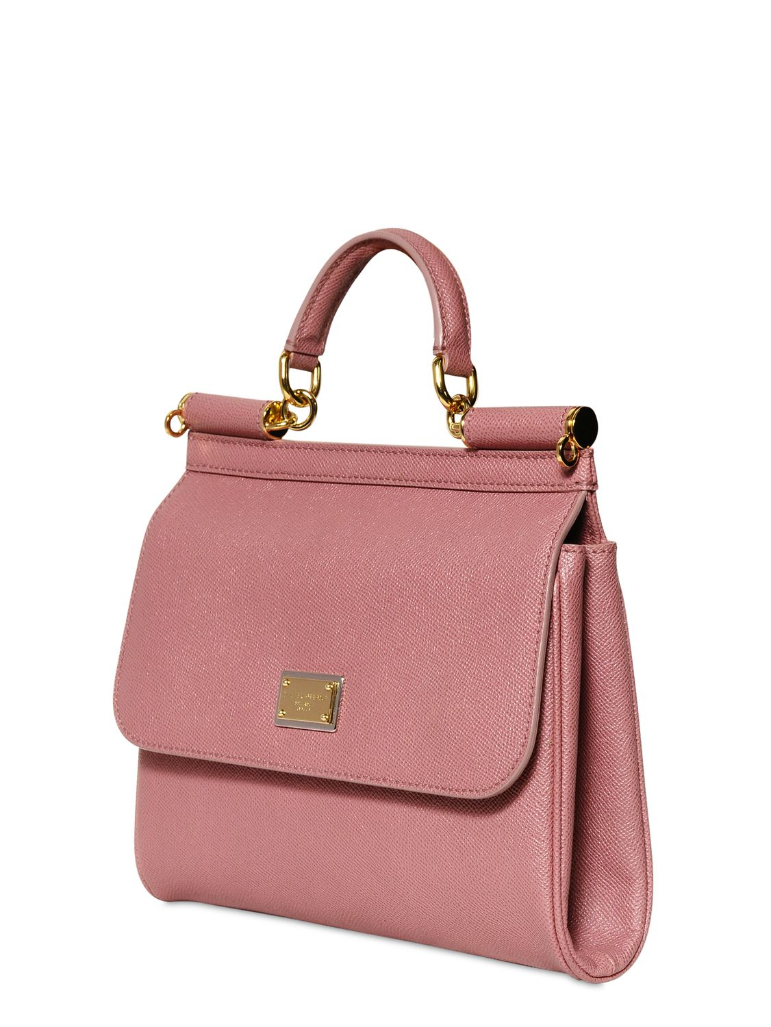 Lyst - Dolce & Gabbana Miss Sicily Slim Saffiano Leather Bag in Pink