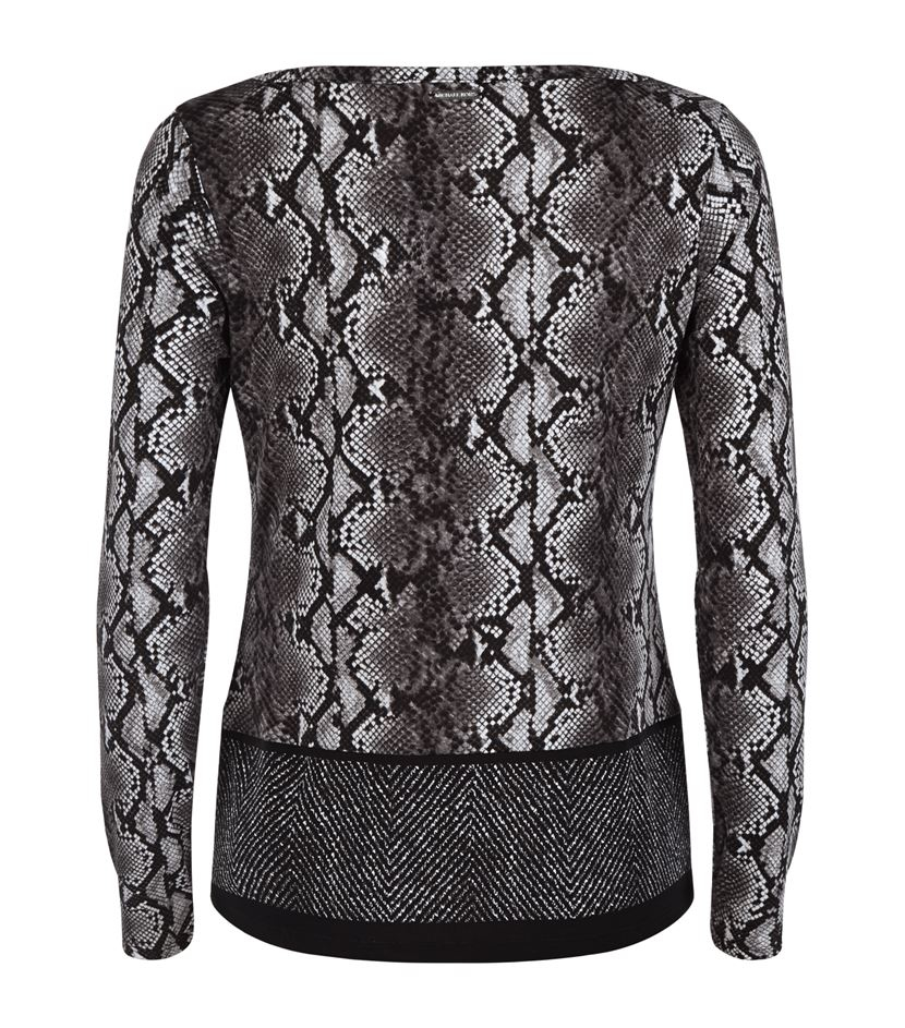 Michael michael kors Snake Print Long Sleeve Top in Gray | Lyst