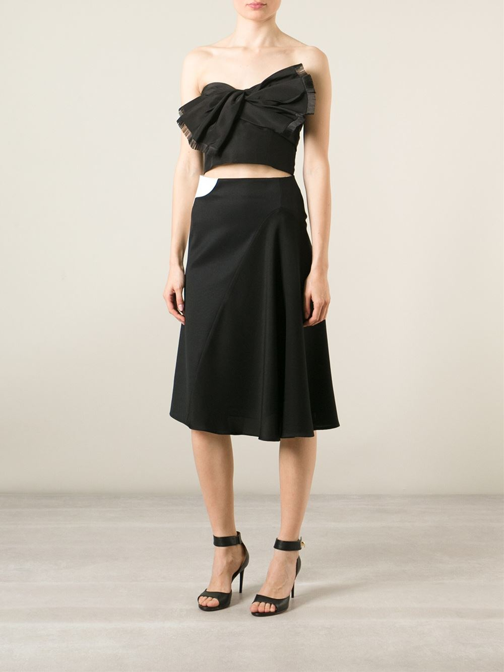 Oscar de la Renta Strapless Bow Ribbon Crop Top in Black Lyst