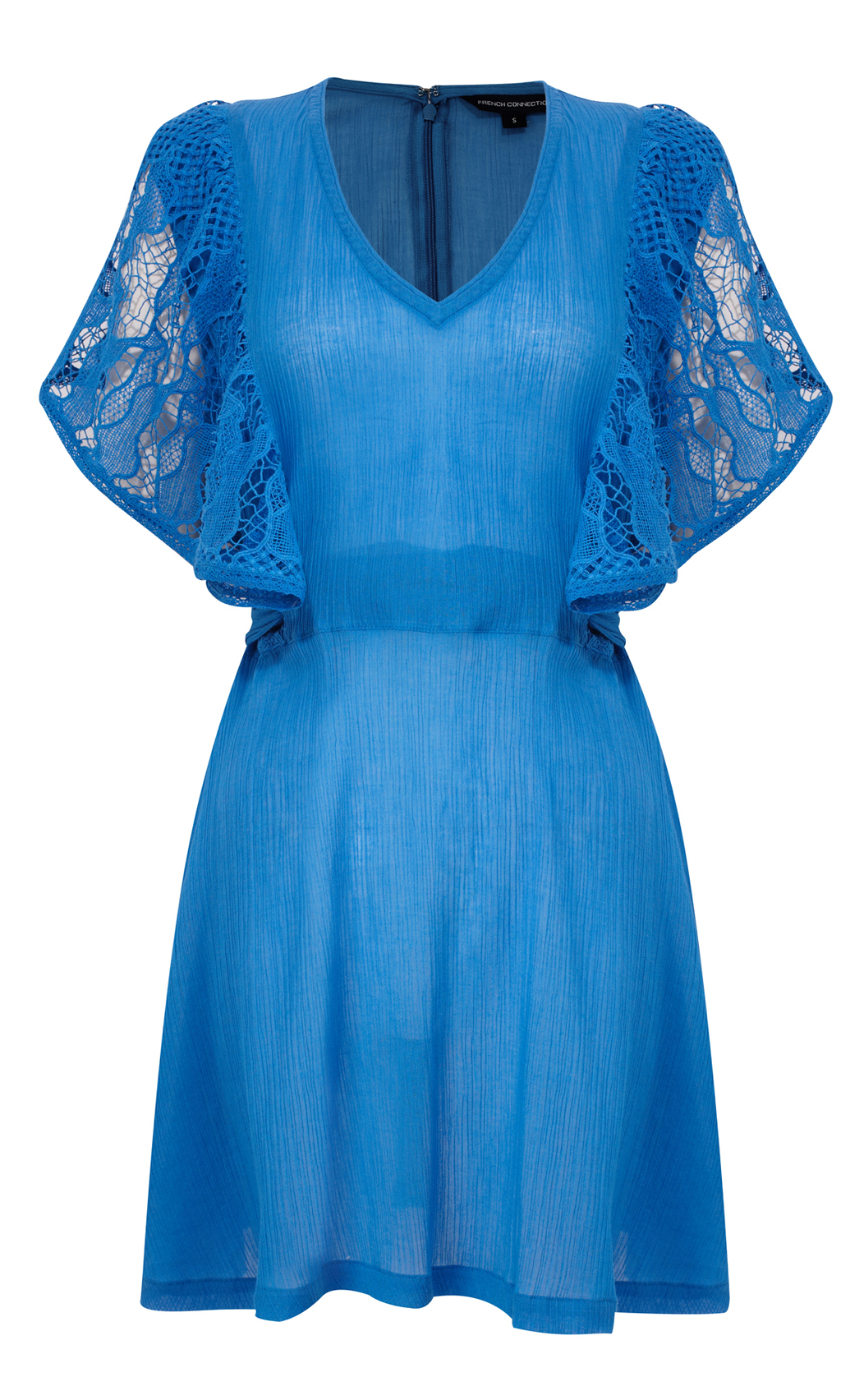 French connection Lori Lace Frilly Dress in Blue (optic) | Lyst