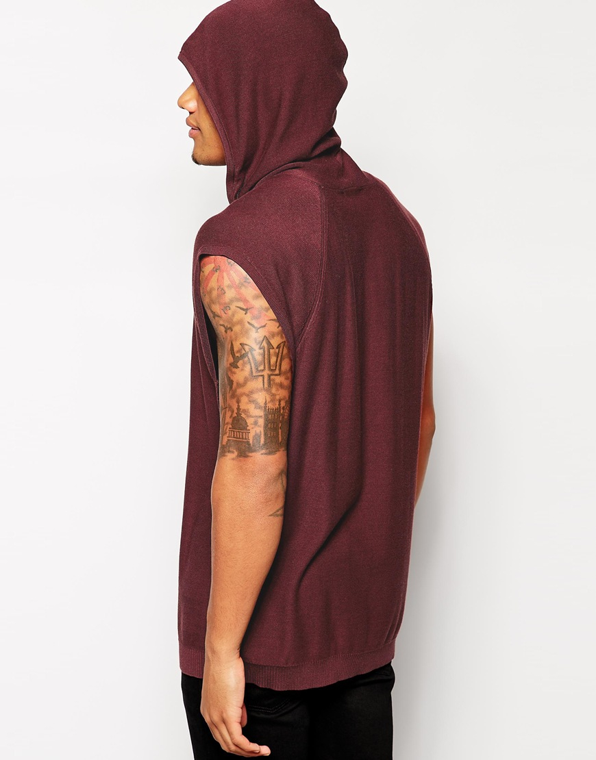 maroon sleeveless hoodie