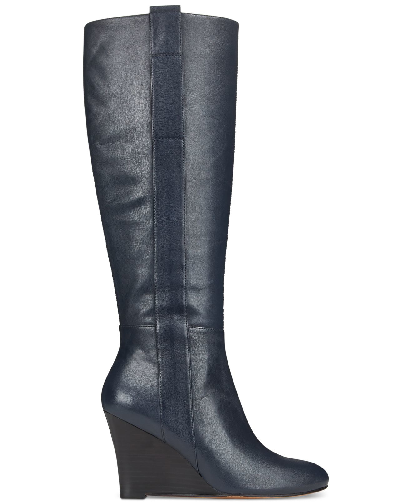 nine west wedge boots nine west oran wedge boots in blue navy leather lyst nine west wedge boots nine west oran wedge boots in blue navy leather lyst