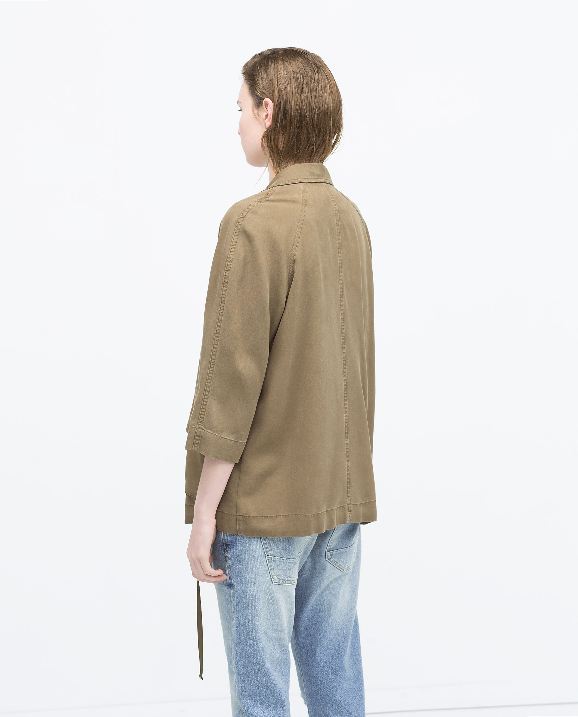 Zara Draped Army Jacket in Khaki Lyst