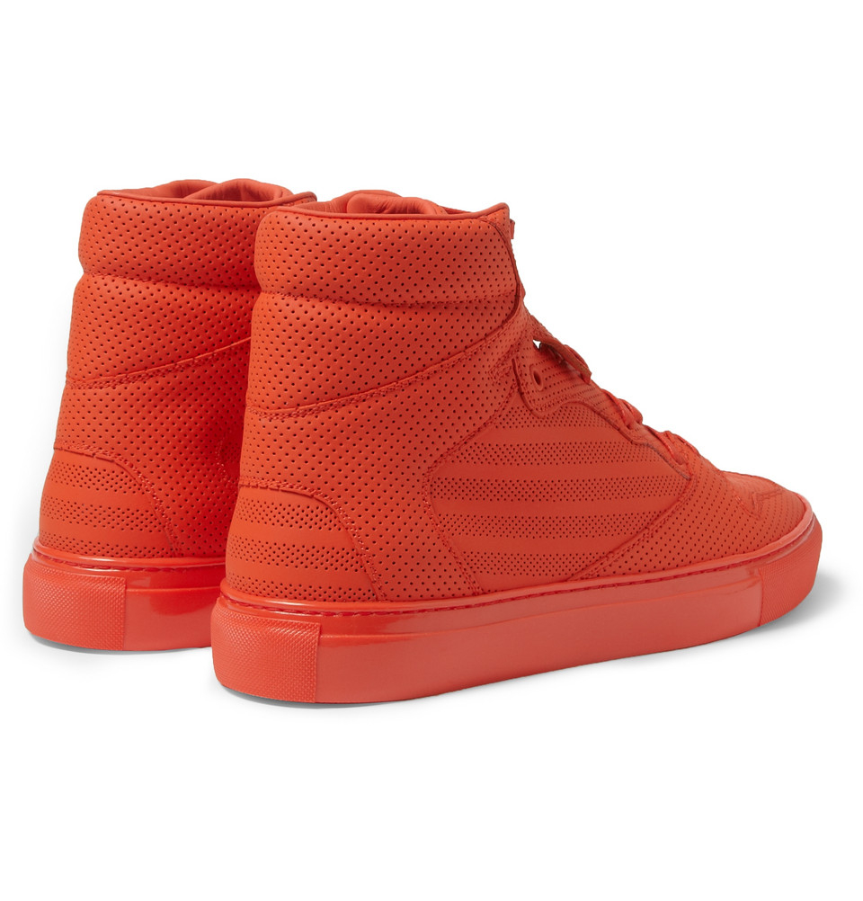 Balenciaga Pleated High-Top Sneakers in Red for Men | Lyst