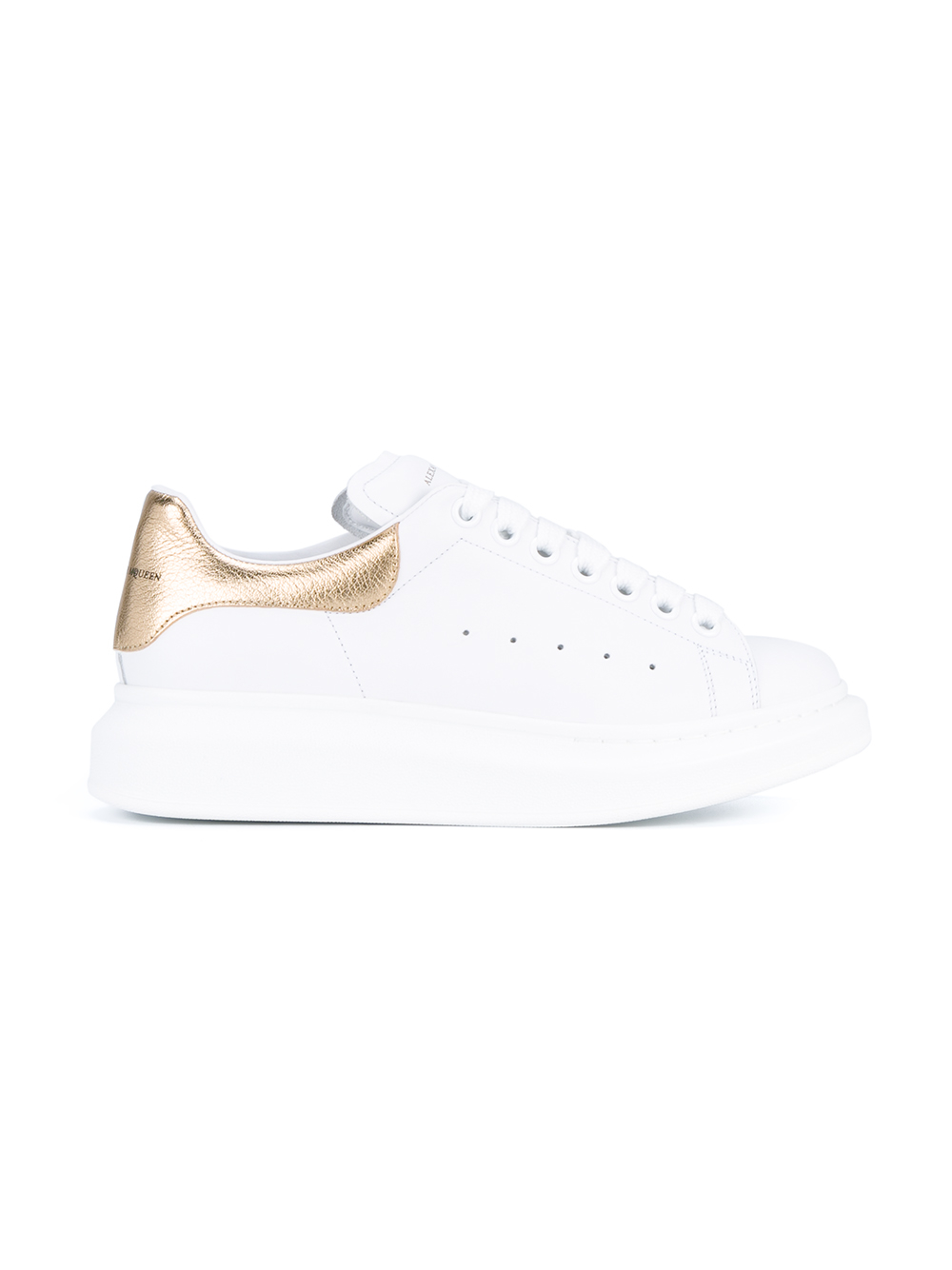white trainers with gold trim