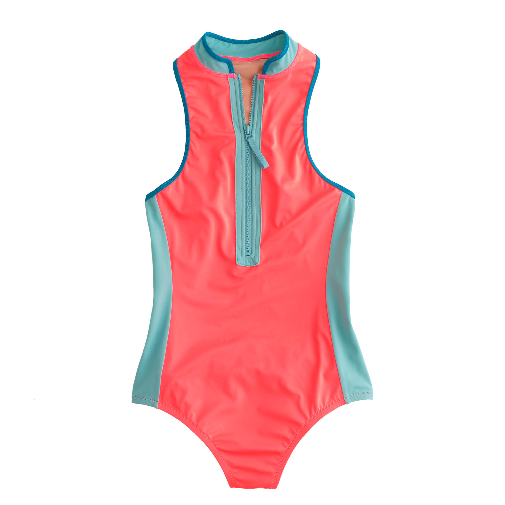 J.crew Neon Zipneck Onepiece Swimsuit in Blue Lyst