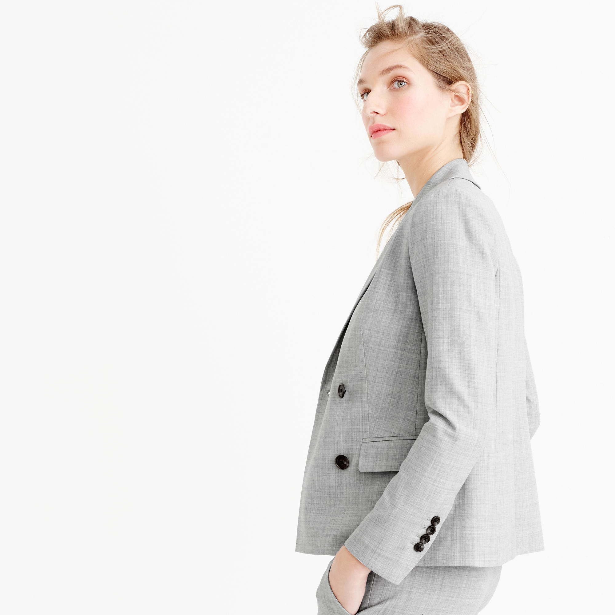 J.Crew Double breasted Blazer In Super 120s Wool in Gray Lyst