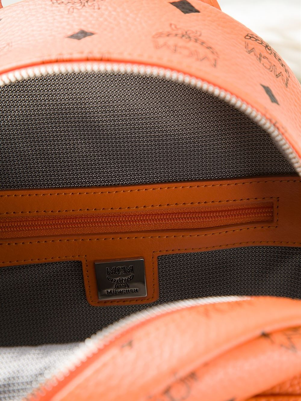 Stark calfskin backpack MCM Orange in Pony-style calfskin - 35388534