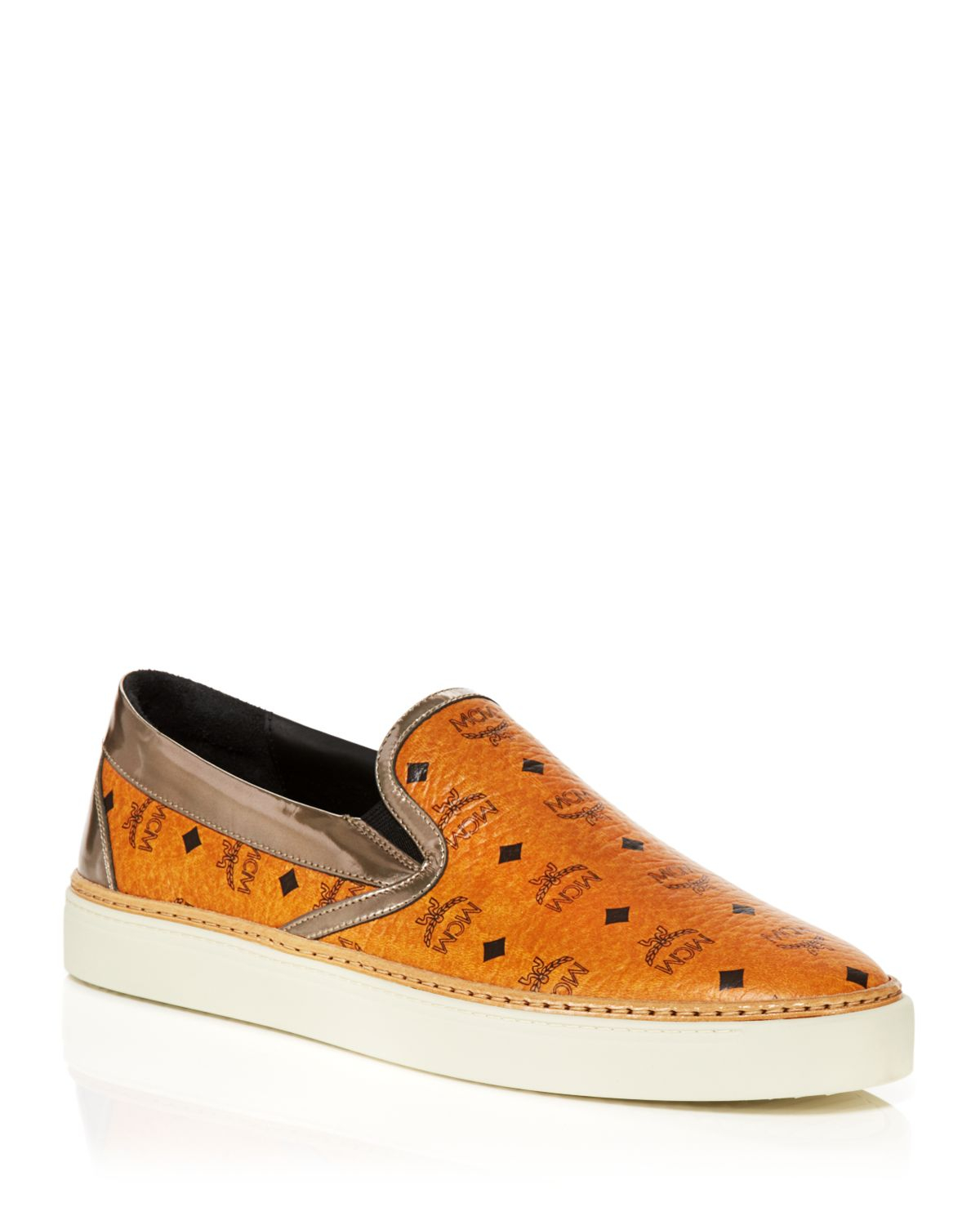 MCM Slip On Sneaker With Gold Tone Trim in Brown for Men - Lyst