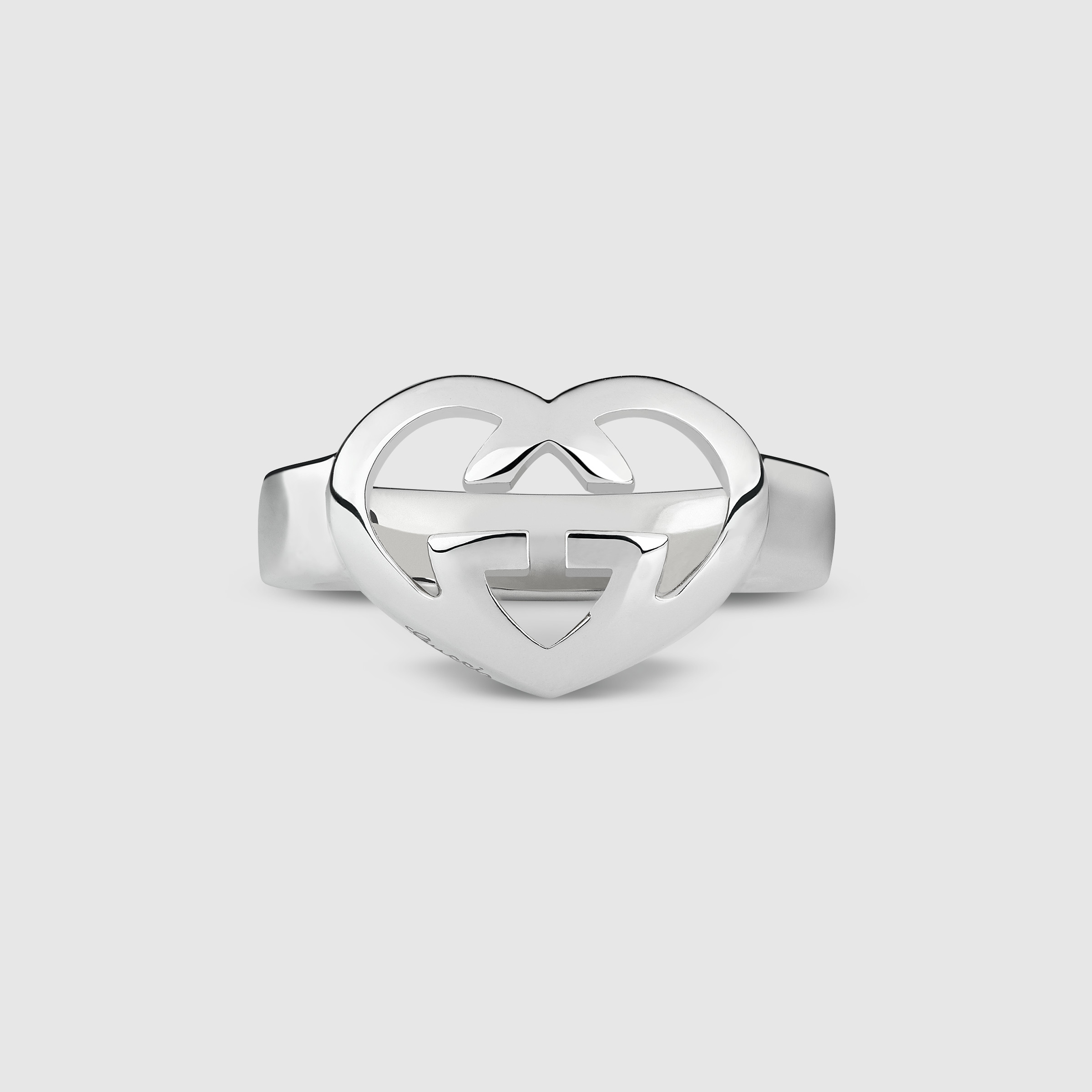 Gucci Sterling Silver Interlocking G Heart Enamel Ring