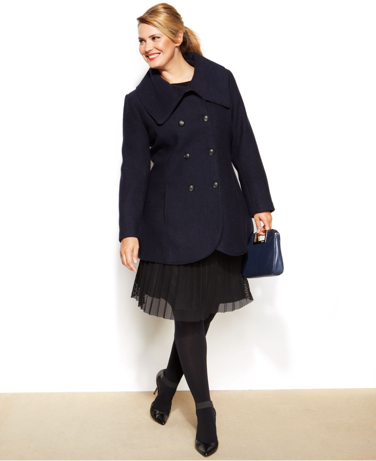 plus size double breasted coat