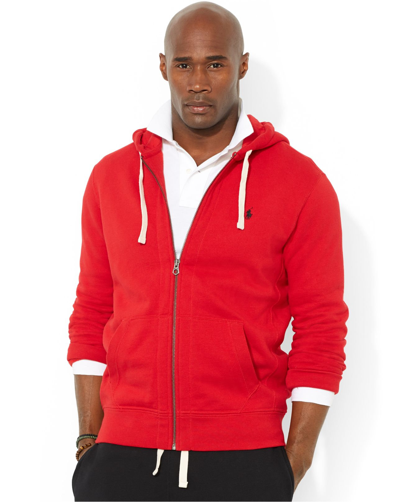 Polo Ralph Lauren Big And Tall Classic Fleece Full Zip Hoodie in Red