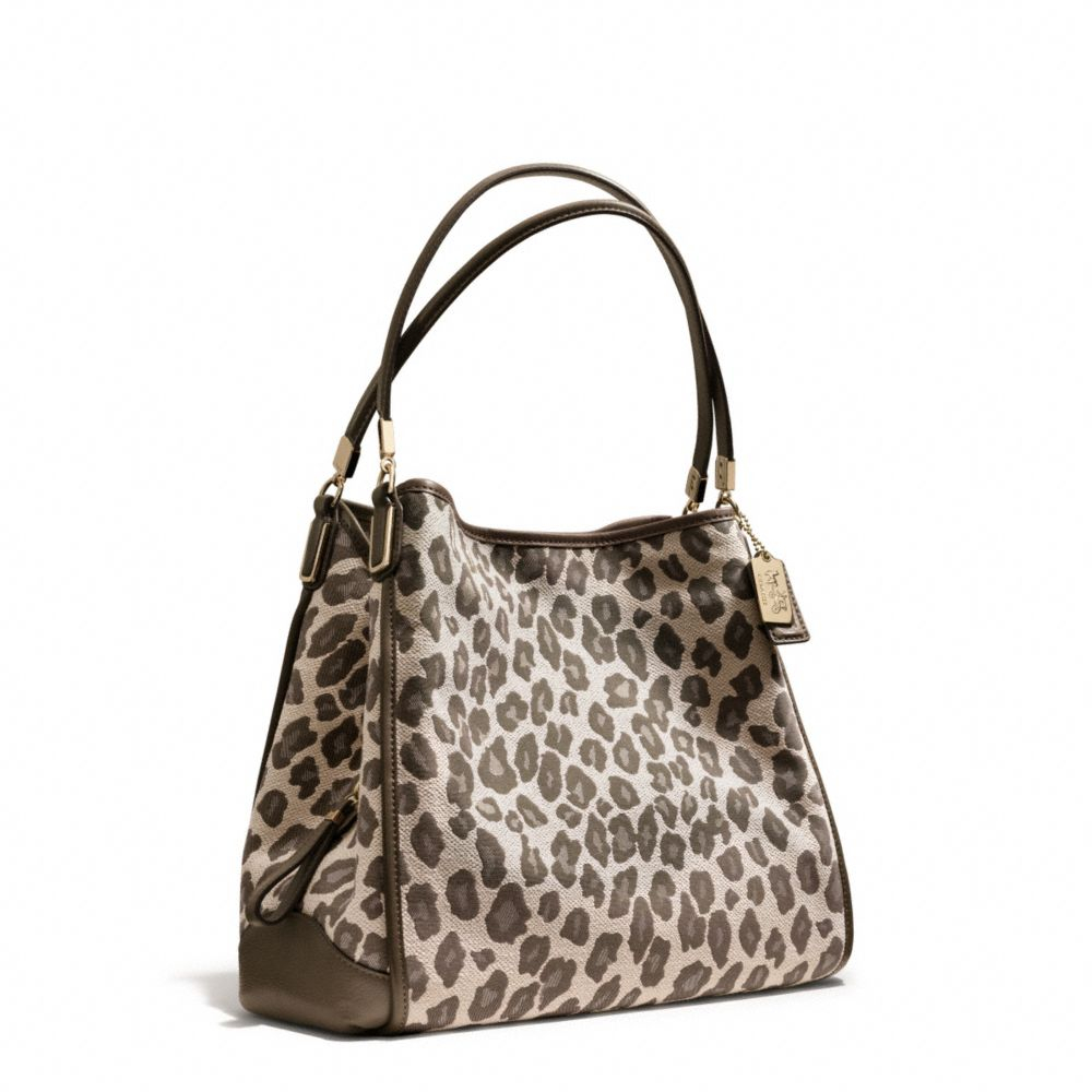 Lyst Coach Madison Small Phoebe Shoulder Bag In Ocelot Jacquard Gallery Women S Coach Madison