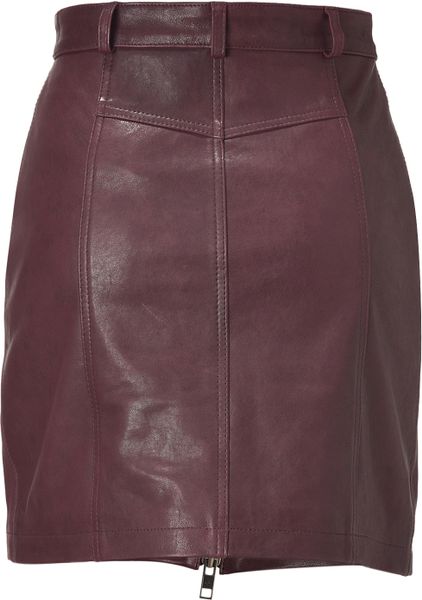 Mcq By Alexander Mcqueen Oxblood Zip Leather Pencil Skirt in Purple ...