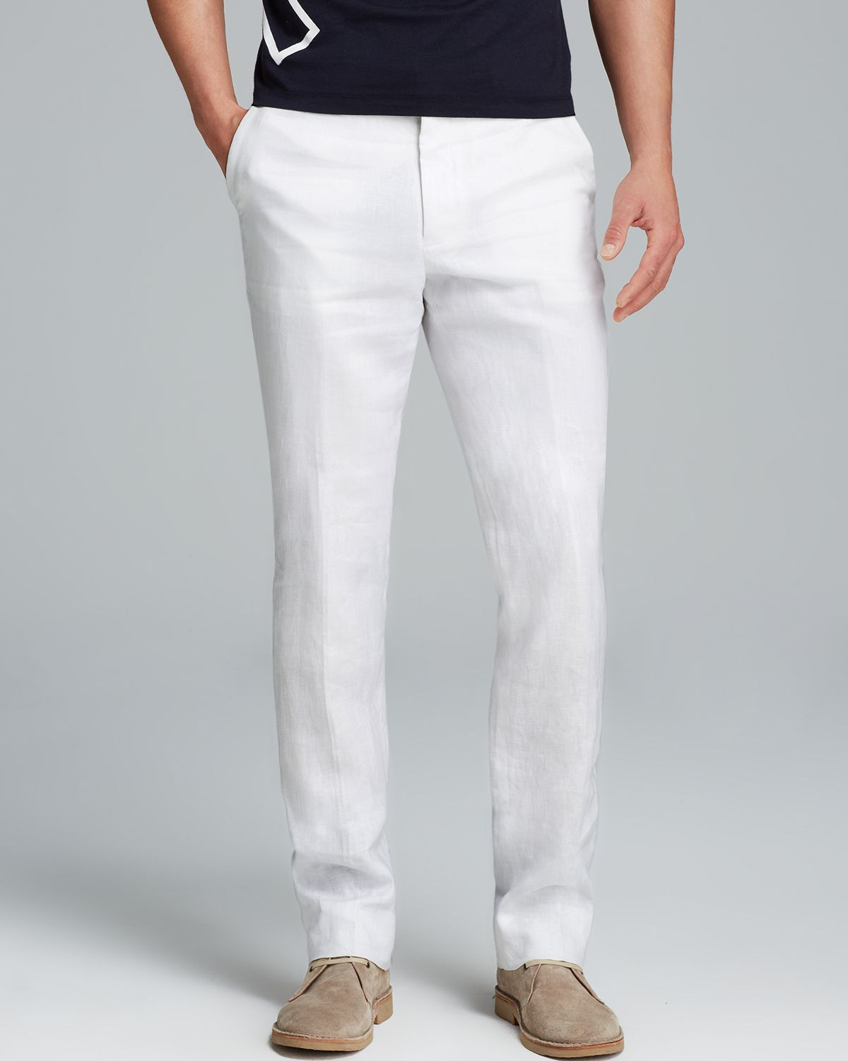Michael Kors Linen Modern Fit Pants in White for Men | Lyst