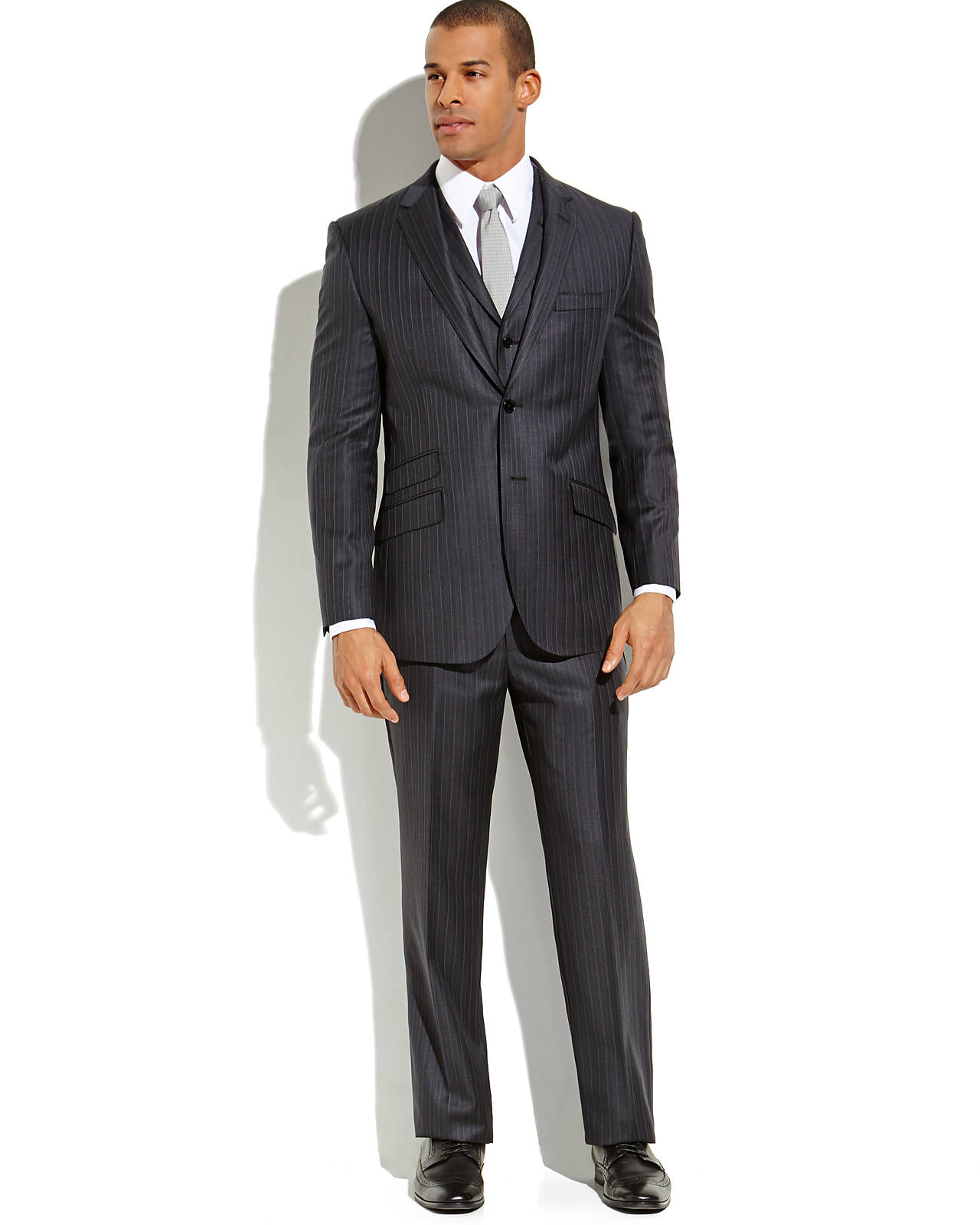 English laundry Grey Pinstripe 3Piece Suit in Gray for Men (Grey) Lyst