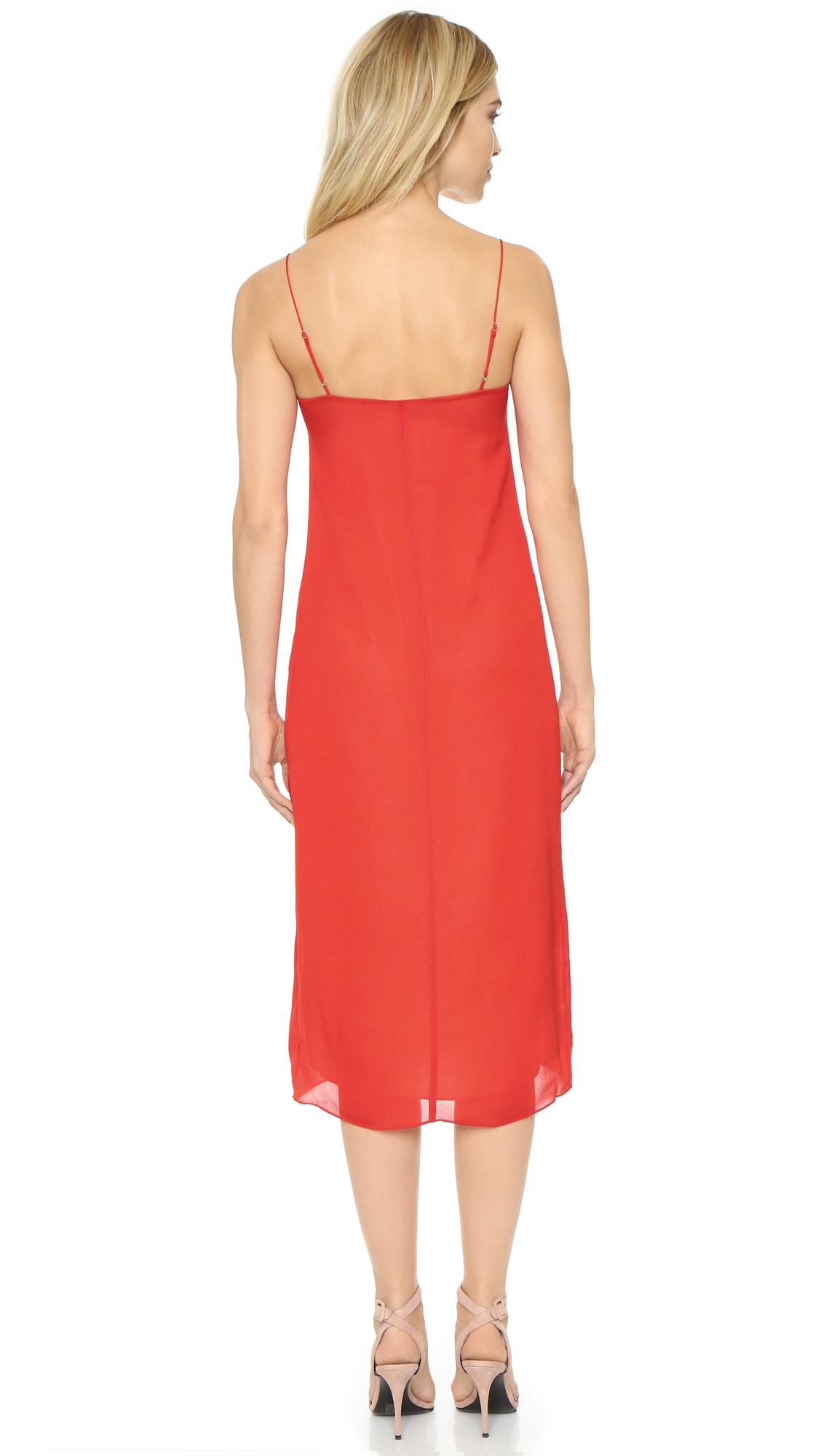 T By Alexander Wang Silk Slip Dress in Cherry (Red) - Lyst