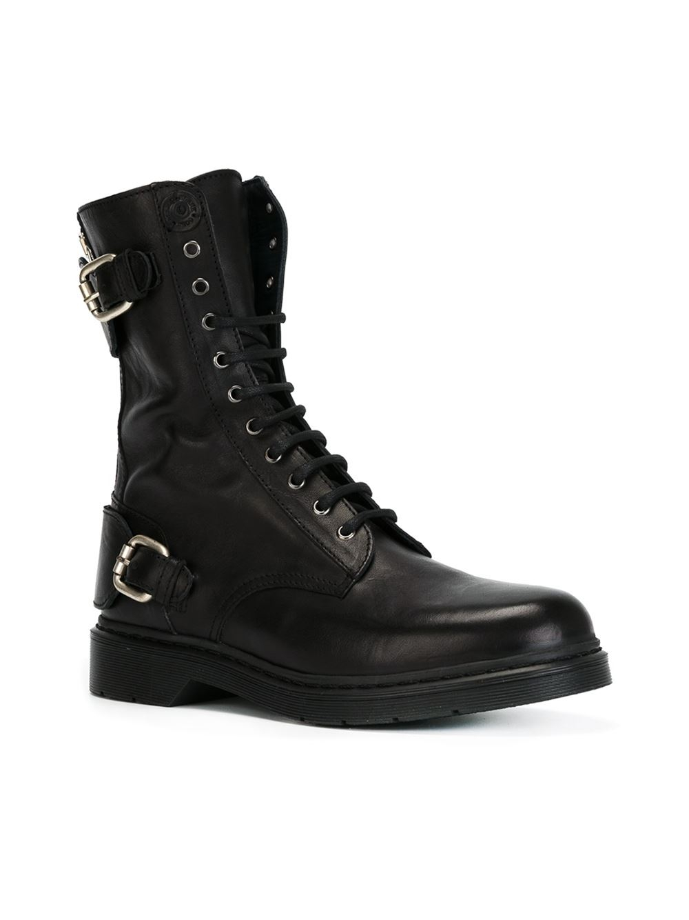 Diesel black gold Buckle Detail Lace-up Boots in Black for Men | Lyst