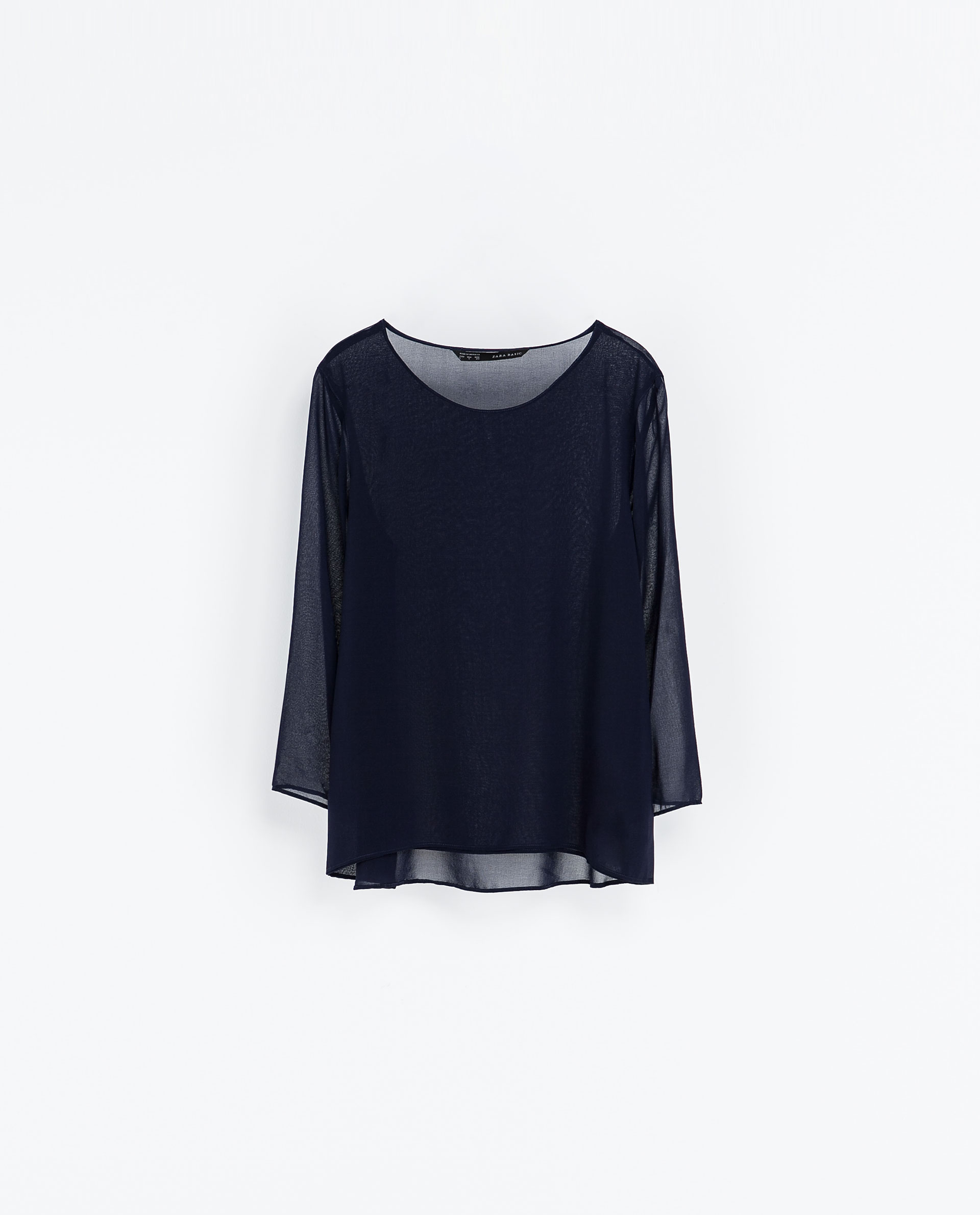 Zara Round Neck Blouse in Blue | Lyst