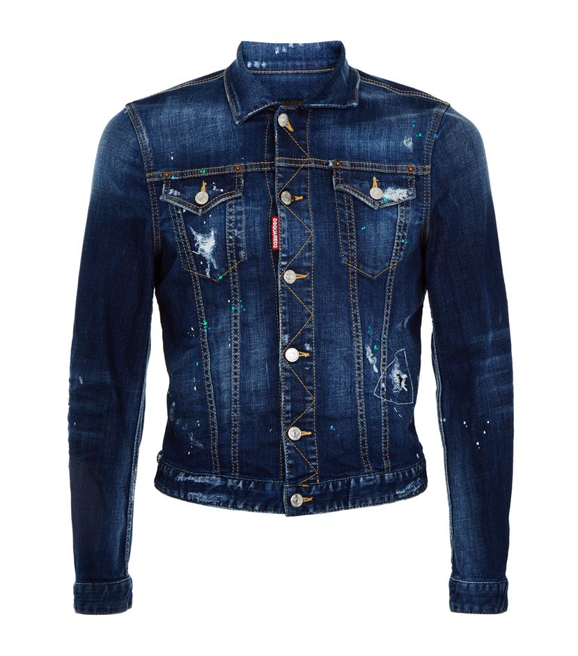 DSquared² Distressed Paint Splatter Denim Jacket in Blue for Men Lyst