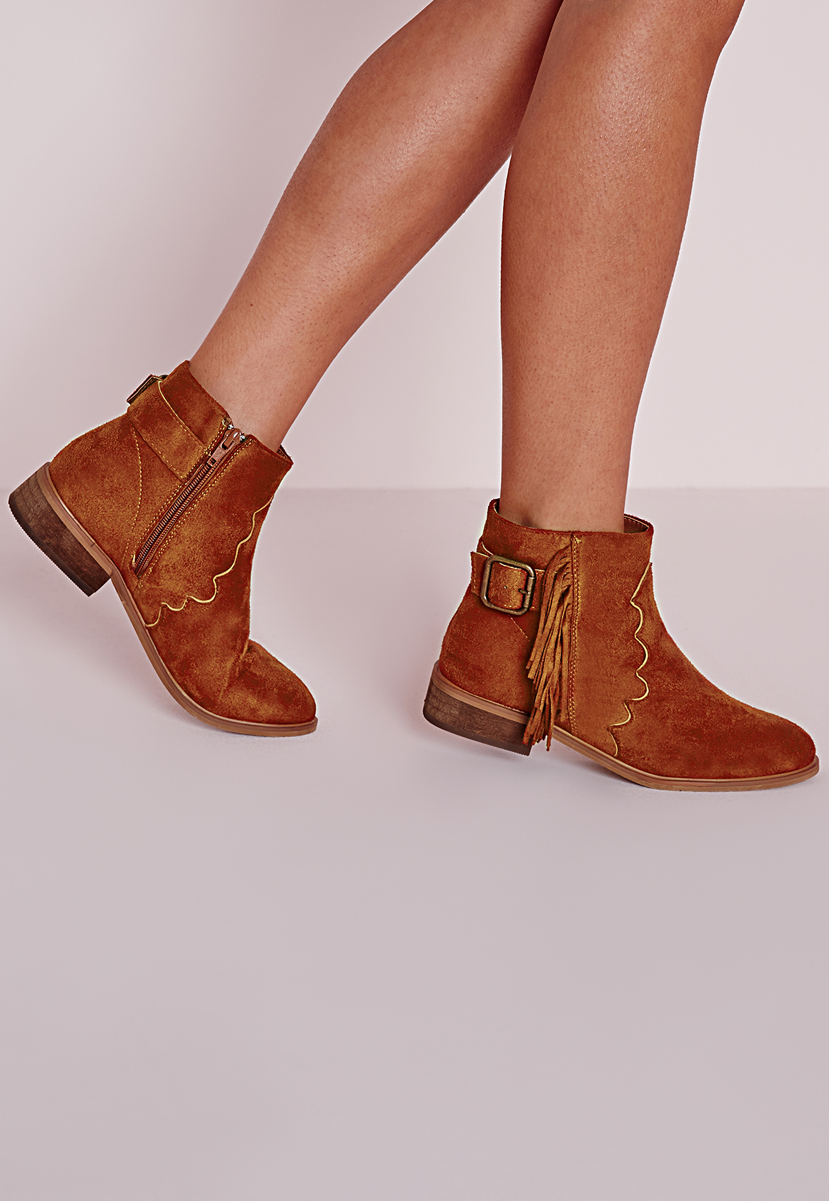 western ankle boots tan