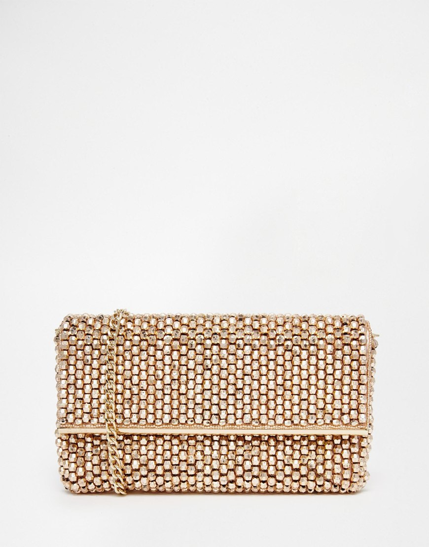 Dune Synthetic Eternity Beaded Clutch Bag In Rose Gold in Pink - Lyst