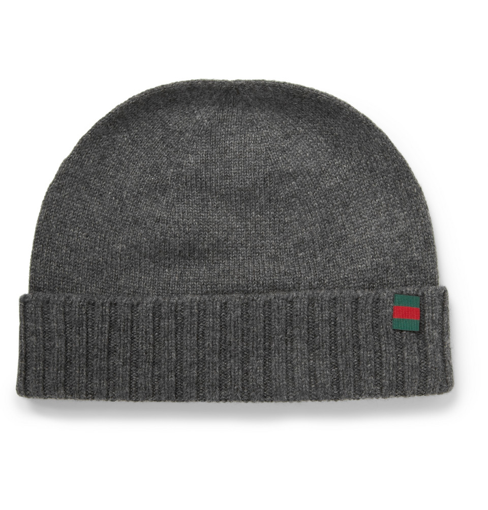 Lyst Gucci Knitted Cashmere Beanie Hat in Gray for Men