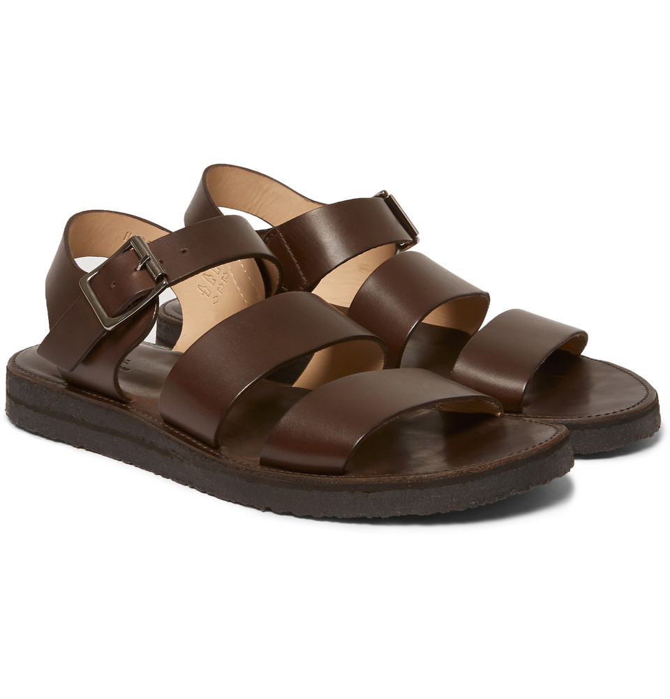 A.P.C. Crepe-Sole Leather Sandals in Brown for Men - Lyst