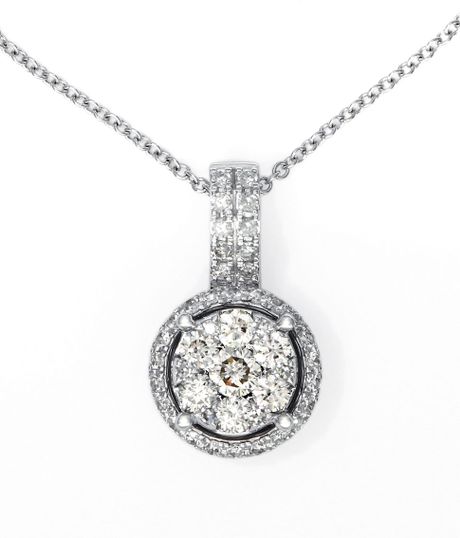 Effy Diamond And 14K White Gold Circle Pendant in Silver (Diamond)