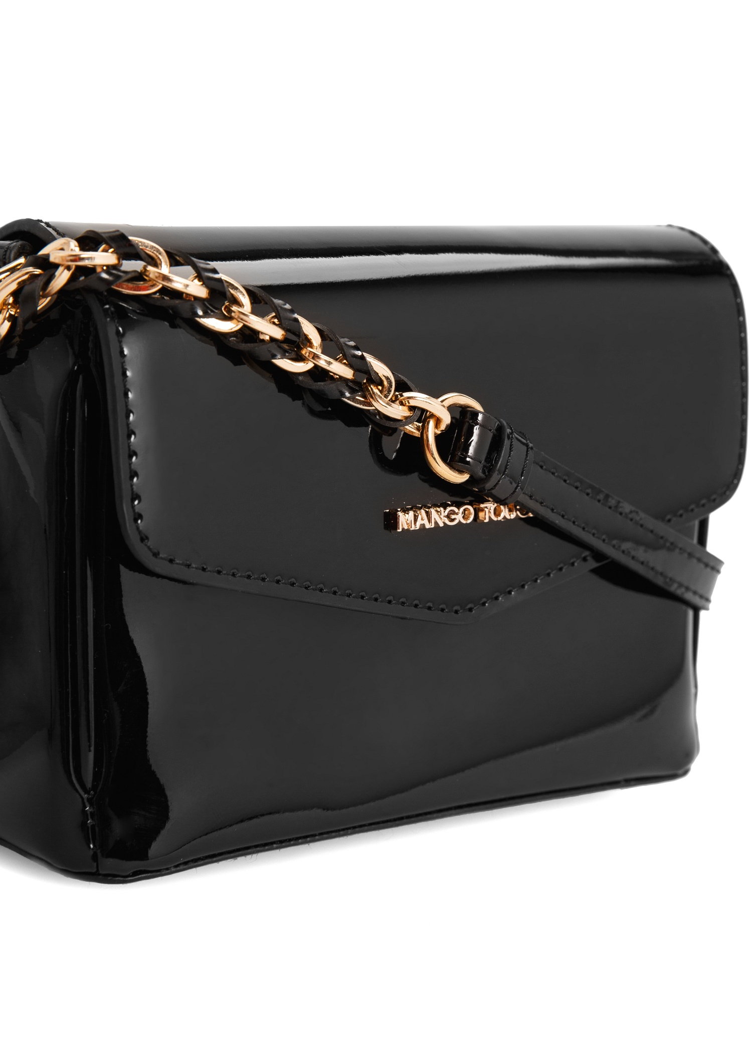 black patent cross body bag
