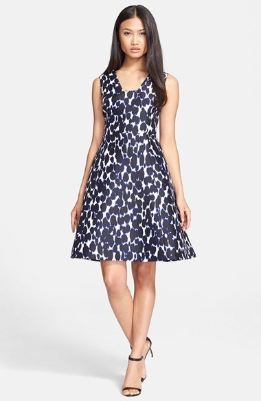 printed fit and flare dress