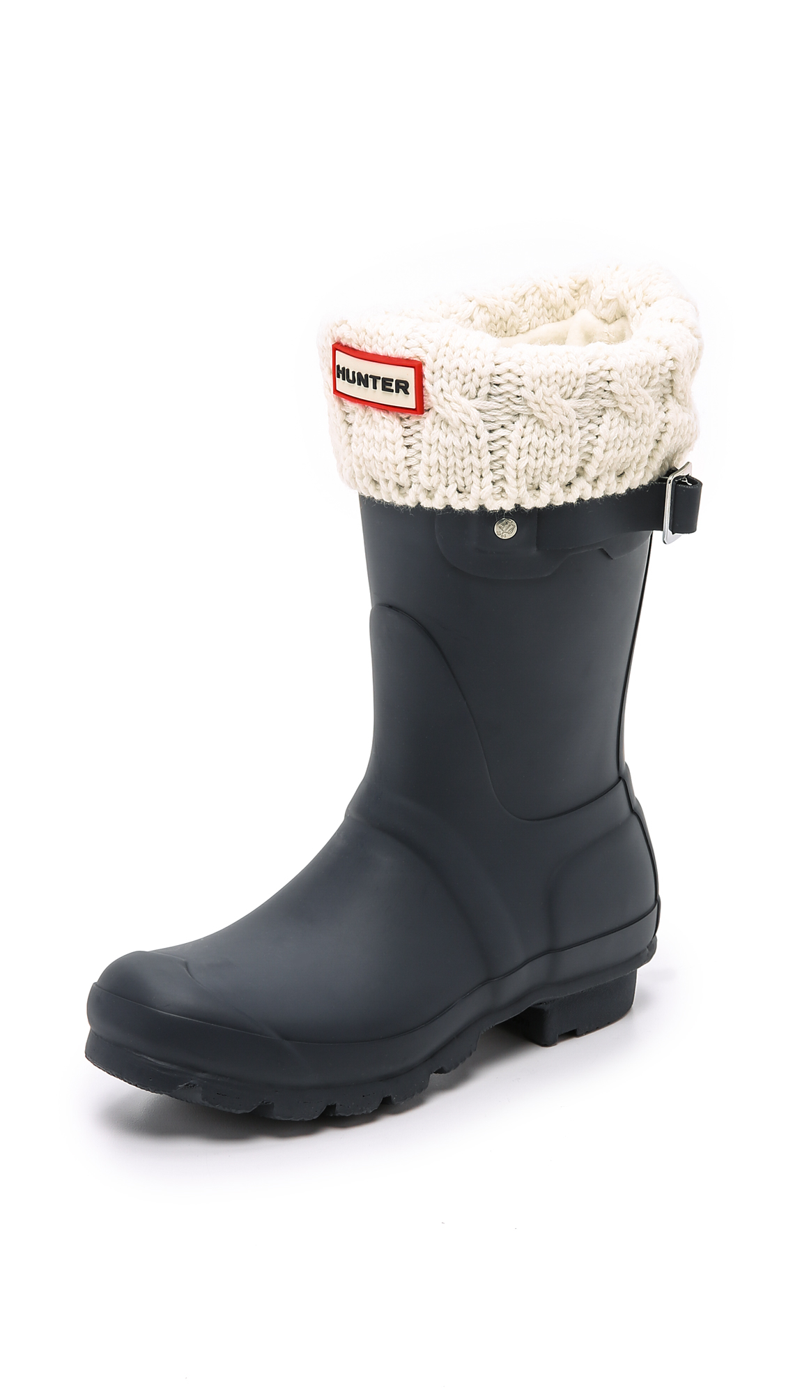 HUNTER Fleece Cable Short Boot Socks - Natural White - Lyst