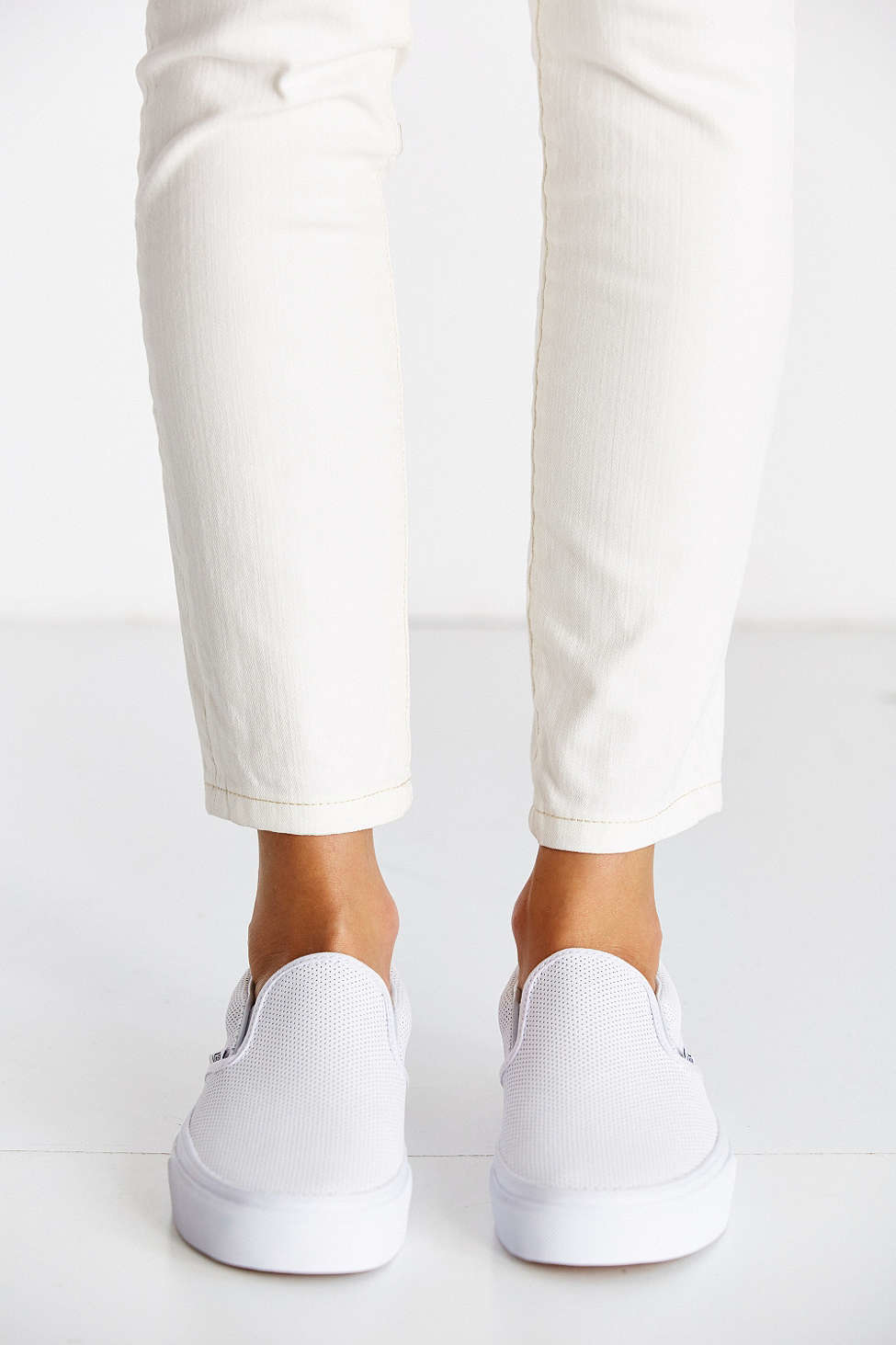 womens white leather slip ons