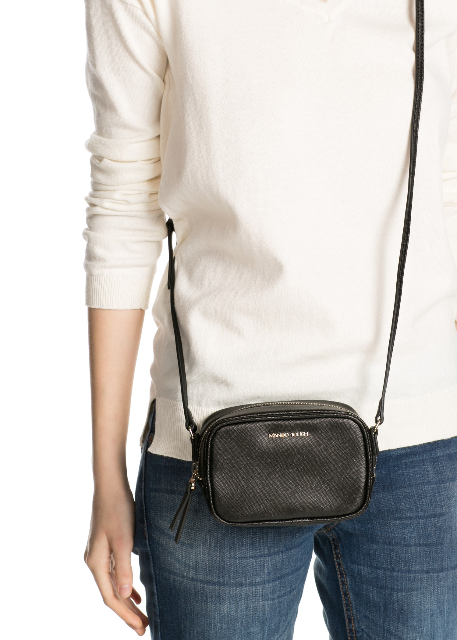 Lyst Mango Saffianoeffect Mini Bag In Black Gallery