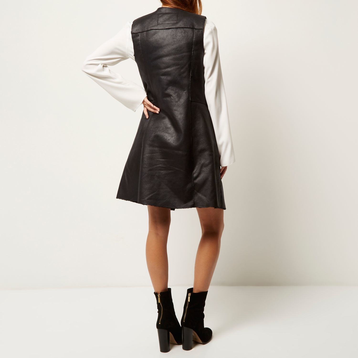 Lyst River Island Black Faux Suede Sleeveless Jacket In Gallery