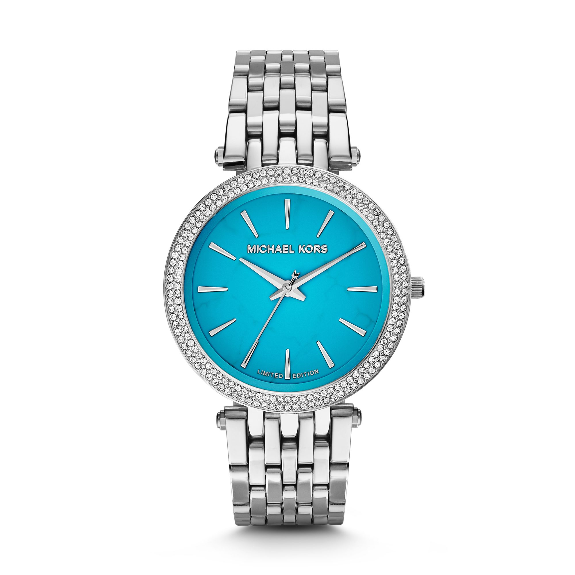 Michael Kors Darci Pave Silver-tone Watch in Blue - Lyst