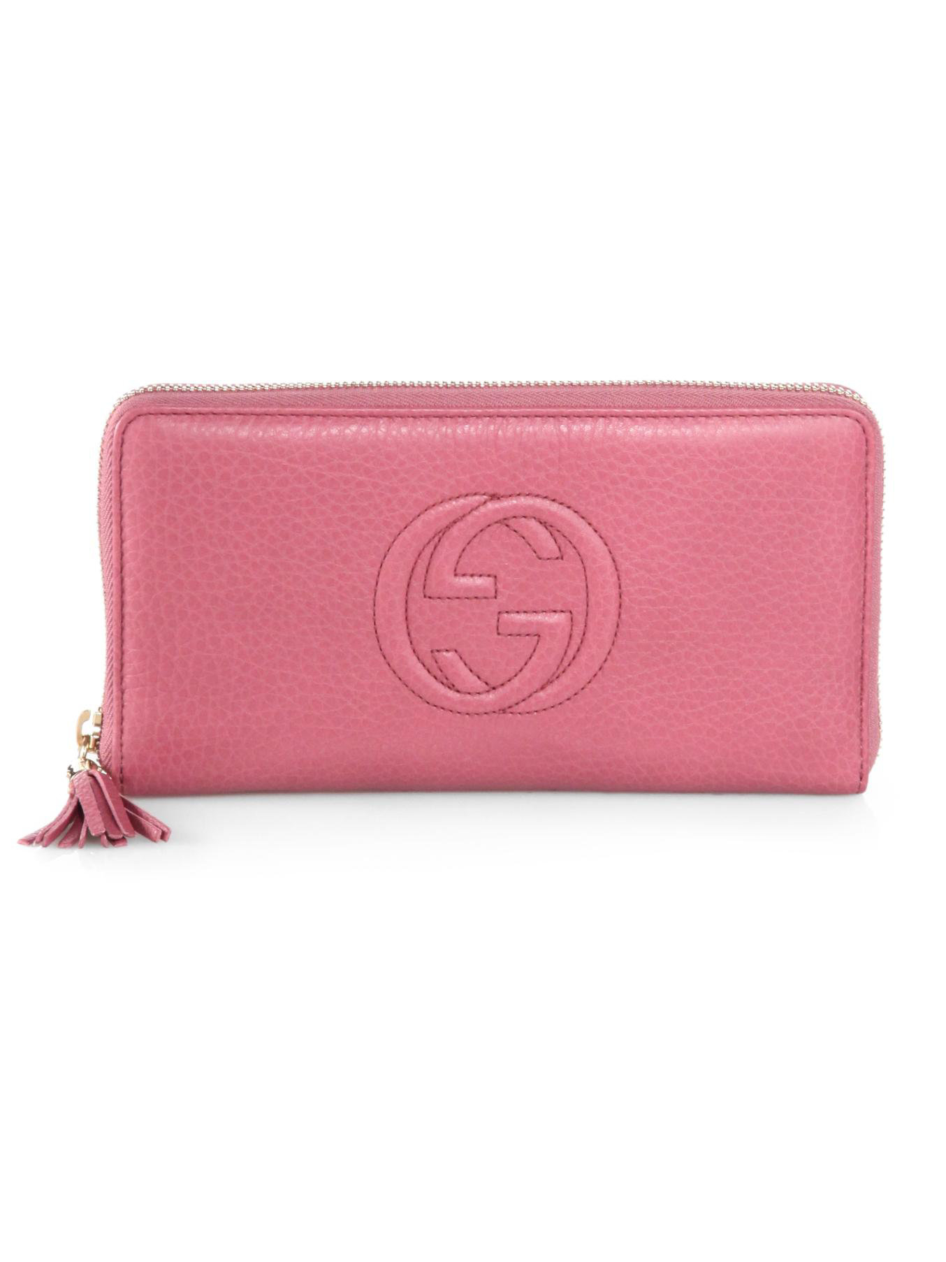 Gucci Soho Leather 16-Slot Zip-Around Wallet in Pink - Lyst