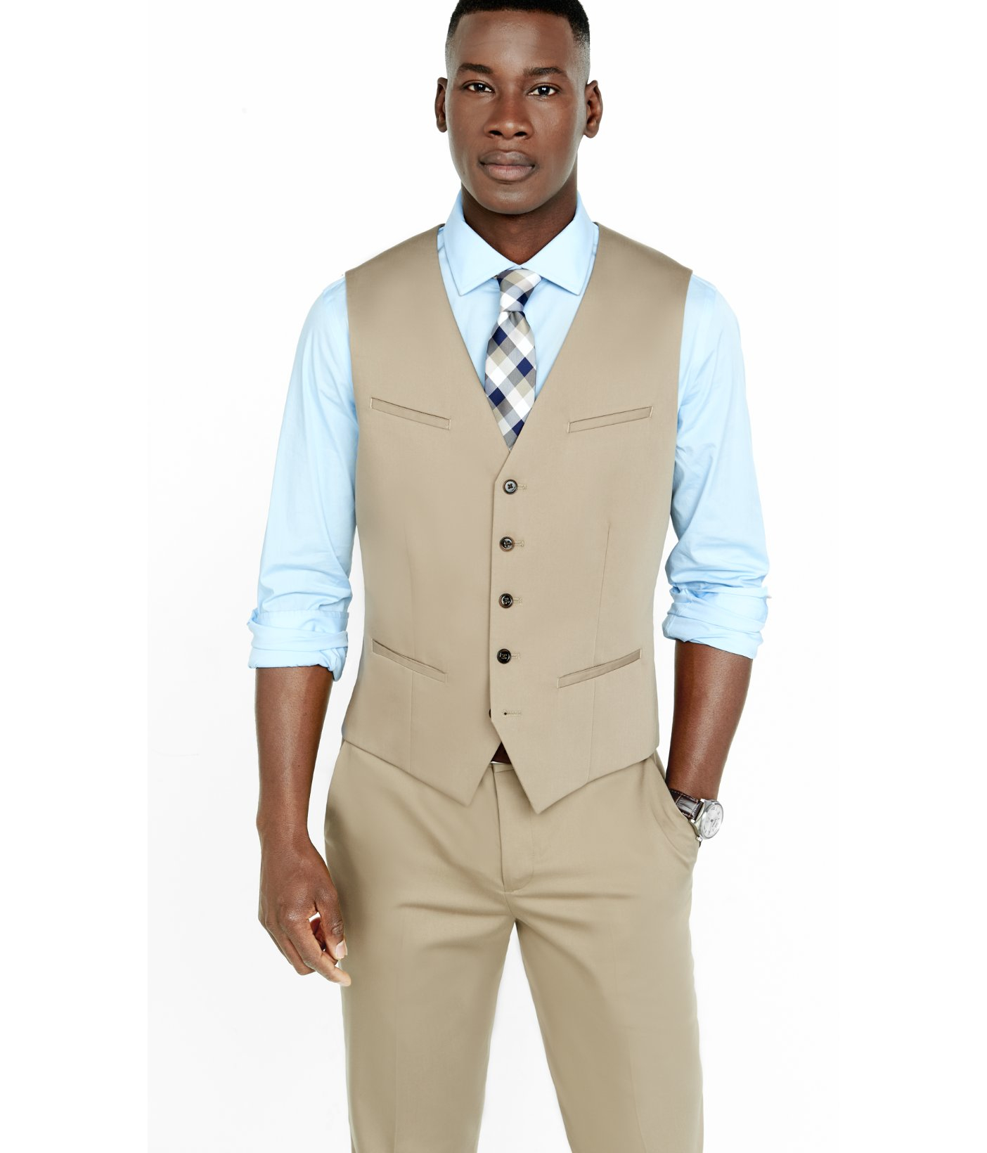 Express Khaki Cotton Sateen Vest in Natural for Men - Lyst