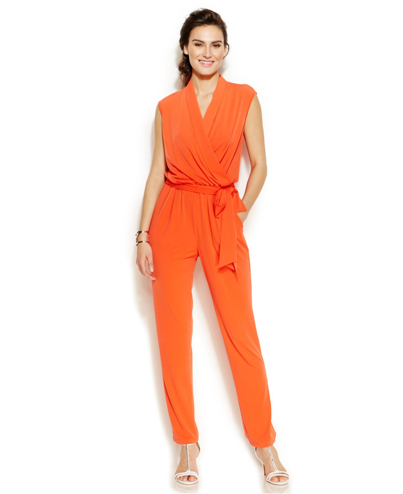 vince camuto orange jumpsuit