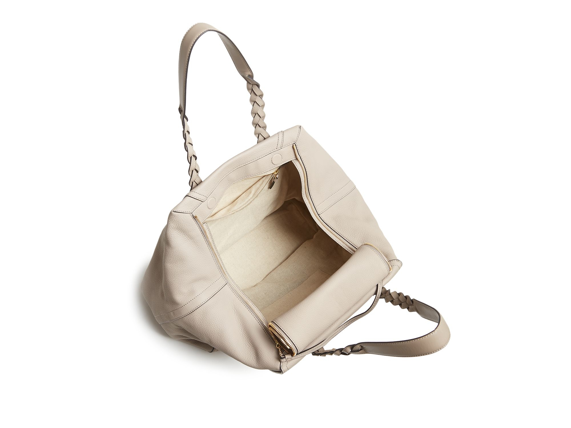 Tory Burch Leather Large Half Moon Satchel in French Grey (Gray) Lyst